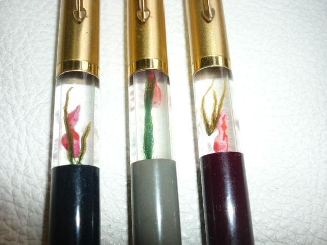 未使用 昭和初期 日本製◆金魚と草の水中花 三種類（えんじ・黒・灰色） ペンシル