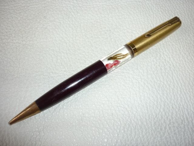 未使用 昭和初期 日本製◆金魚と草の水中花 三種類（えんじ・黒・灰色） ペンシル