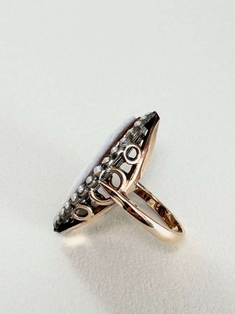 ⭐︎週末びっくりお値下げ⭐︎イタリア製カメオ　ハッピー女神横顔リング（K14）