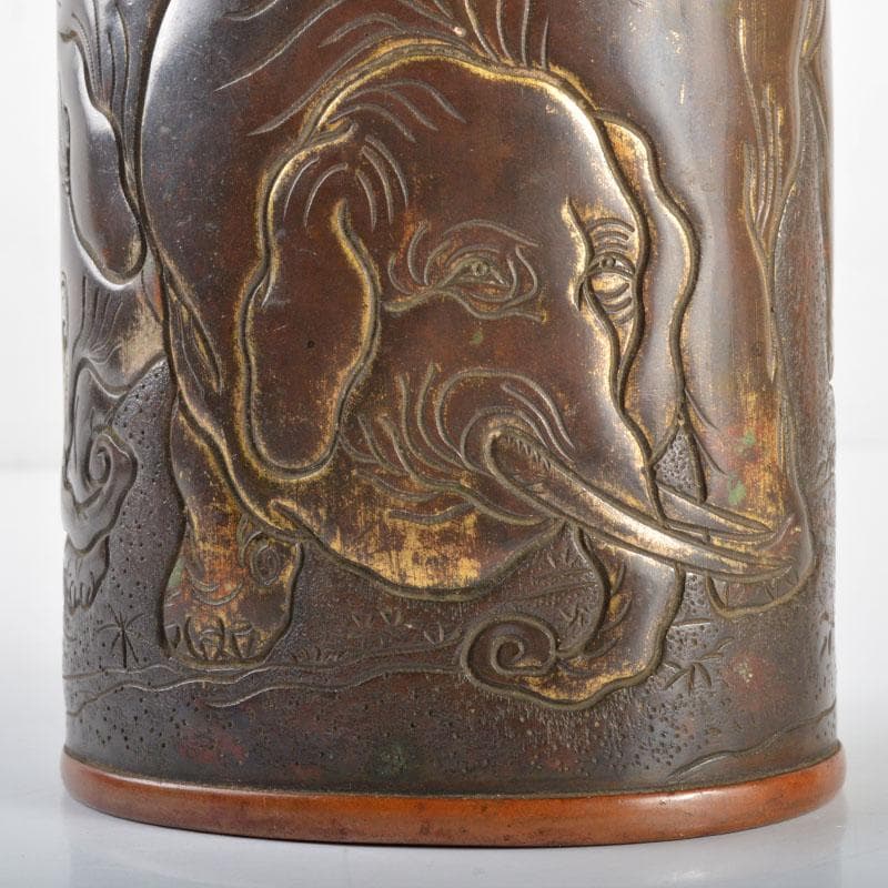 中国　古銅　刻象文　酒燗器　ちろり　酒瓶　M　R4707