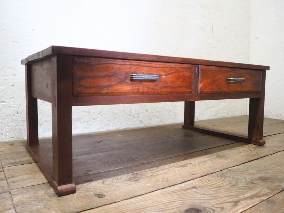 1207 アンティーク　文机　ローテーブル　座卓　ちゃぶ台 レトロ　展示台　引出