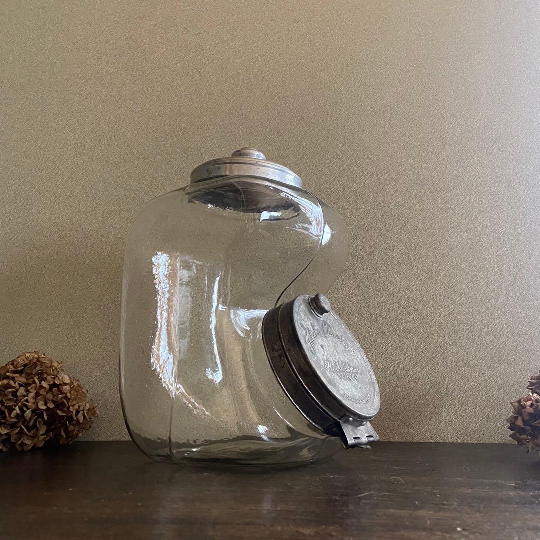 アンティーク　ガラス瓶　口付瓶　レトロガラス　店舗什器　当時物