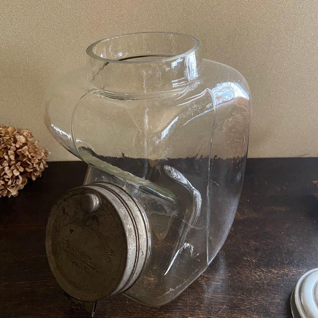 アンティーク　ガラス瓶　口付瓶　レトロガラス　店舗什器　当時物