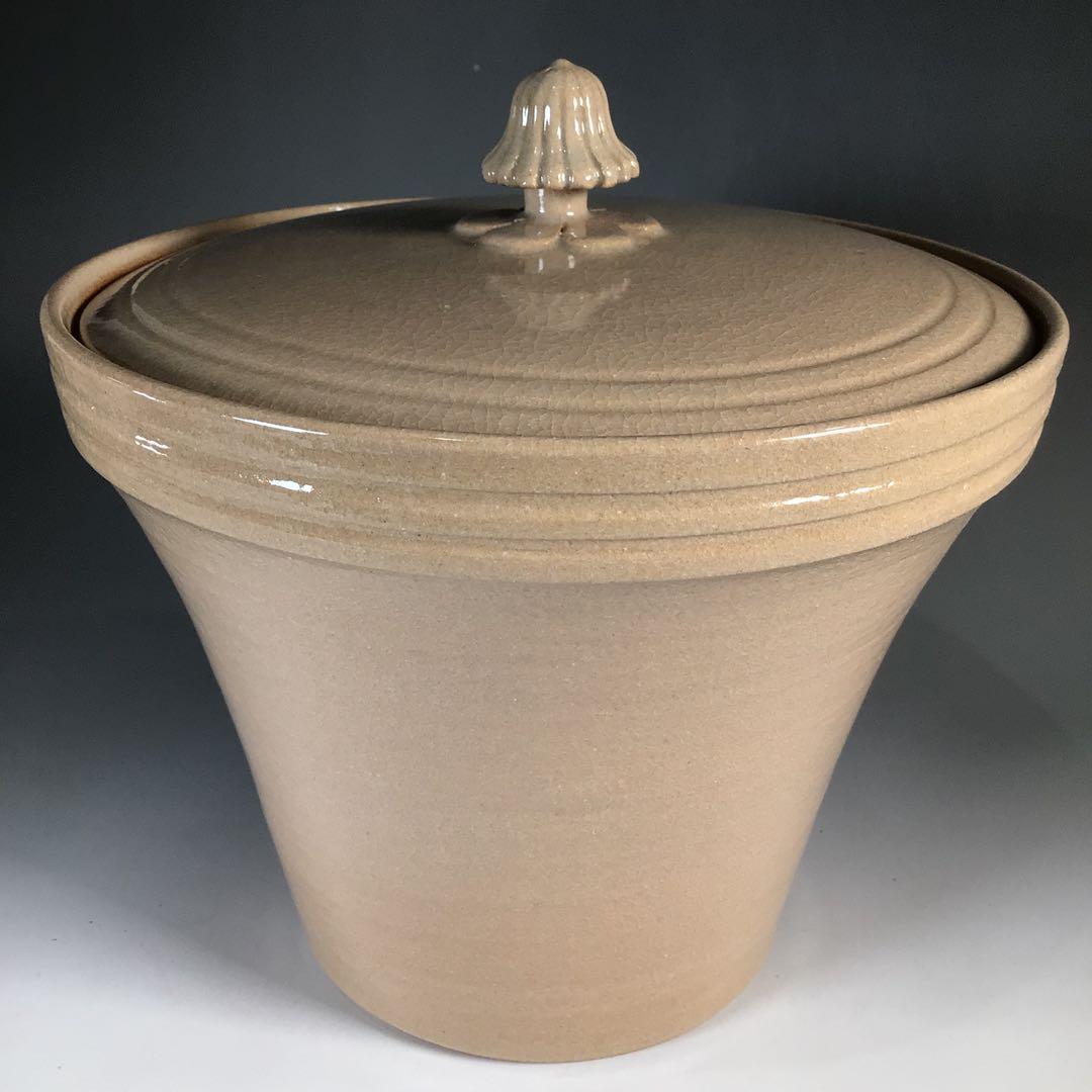 Ｎ１６４　水指　『宮島焼』『川原圭斎造』『広口水指』　共箱　茶道具