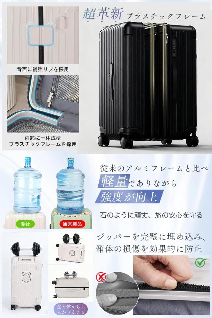 スーツケース Mサイズ 軽量 キャリーケース 多機能 キャリーバッグ 静音