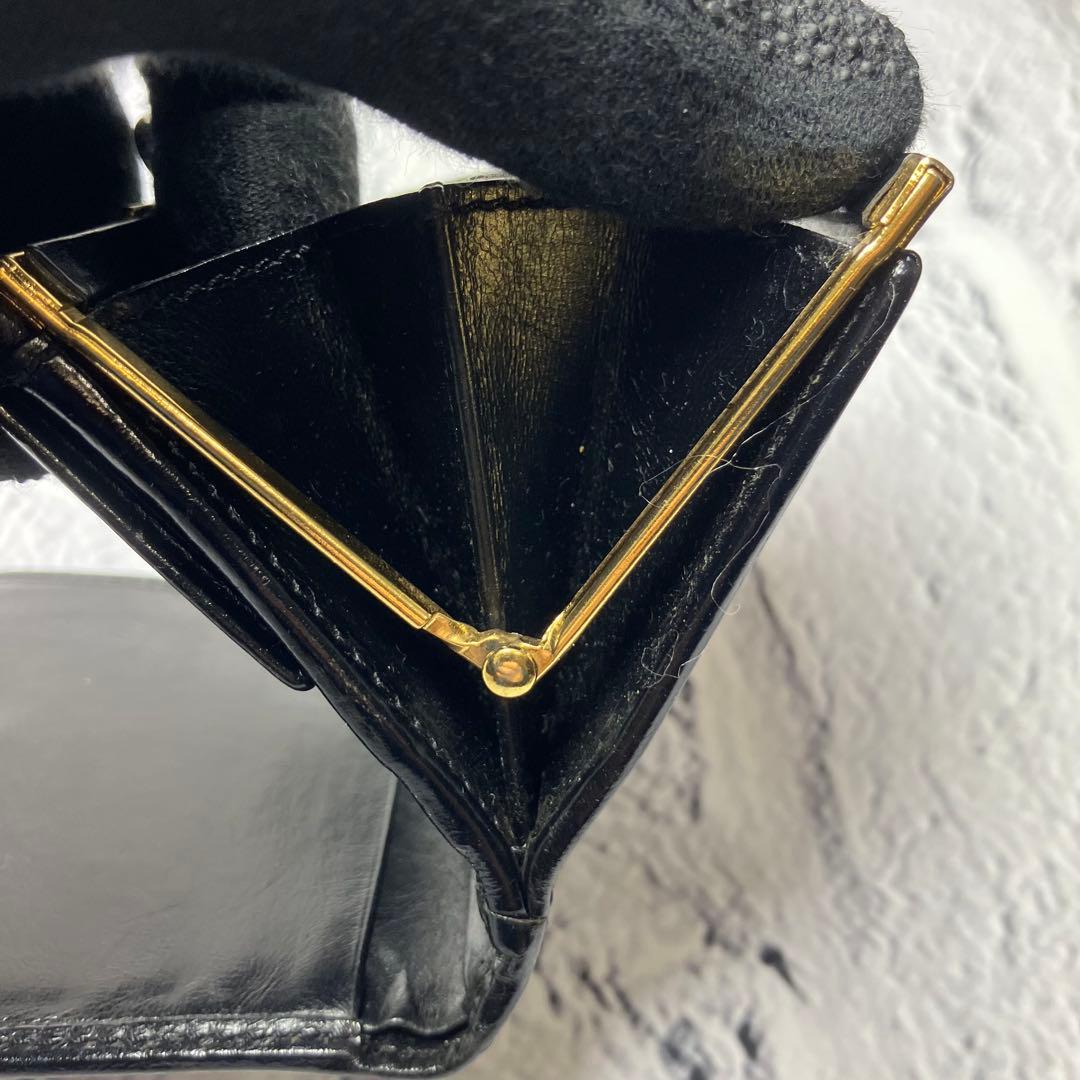 セリーヌ✨がま口 黒マカダム PVC レザー 本革 三つ折り財布