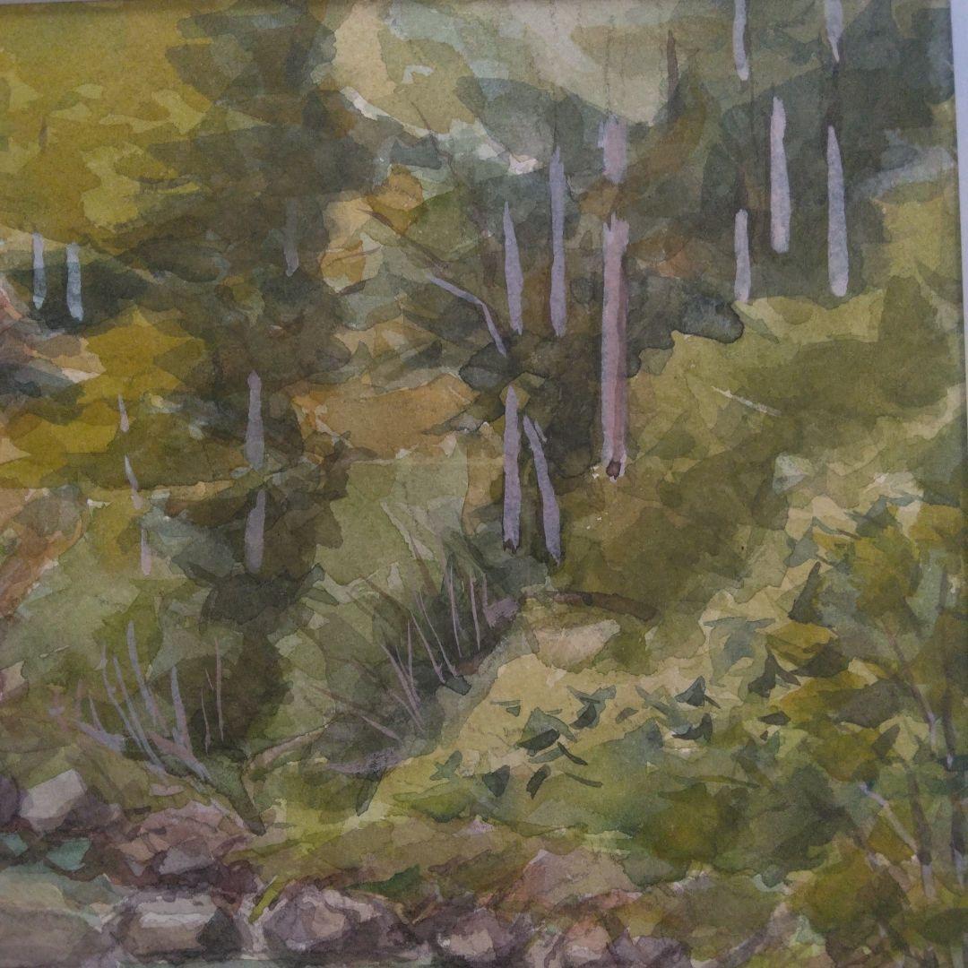 アート　フレーム　額縁　ゴールド　F6　水彩画　秋景　 額装済み　インテリア