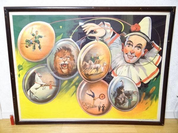 30年代 アンティーク WILLSONS ウィルソンサーカス ピエロ ポスター