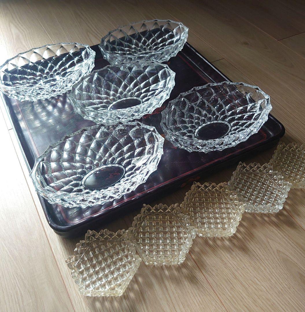 は*る様 ギヤマン　極厚ガラス 向付 5枚 猪口5枚