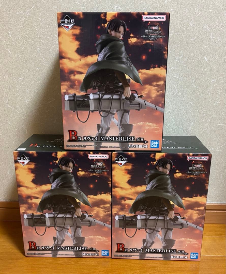 進撃の巨人　一番くじ　b賞　リヴァイ フィギュア　3個セット