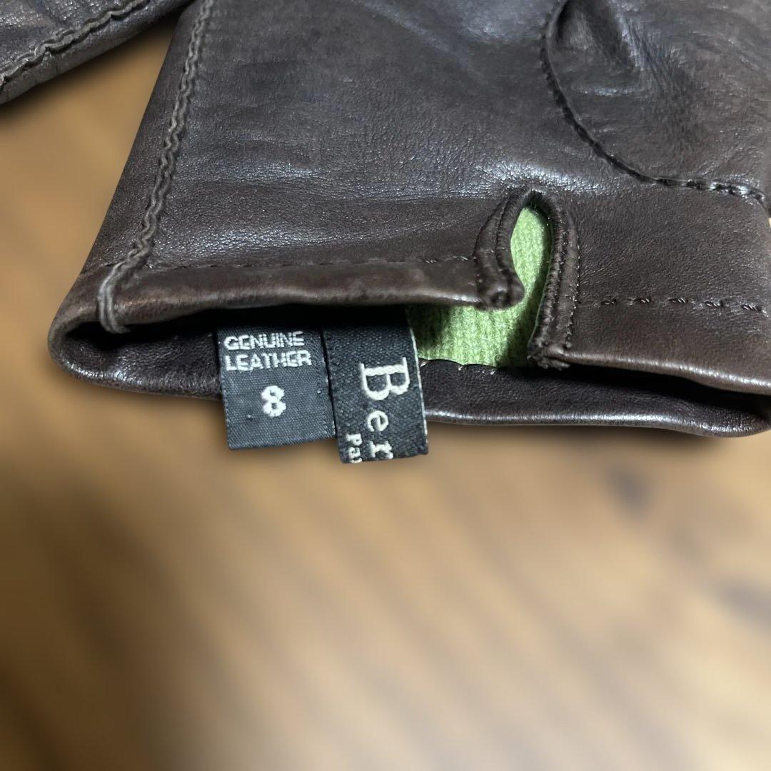 ベルルッティ　本革 ダークブラウン 手袋 サイズ8