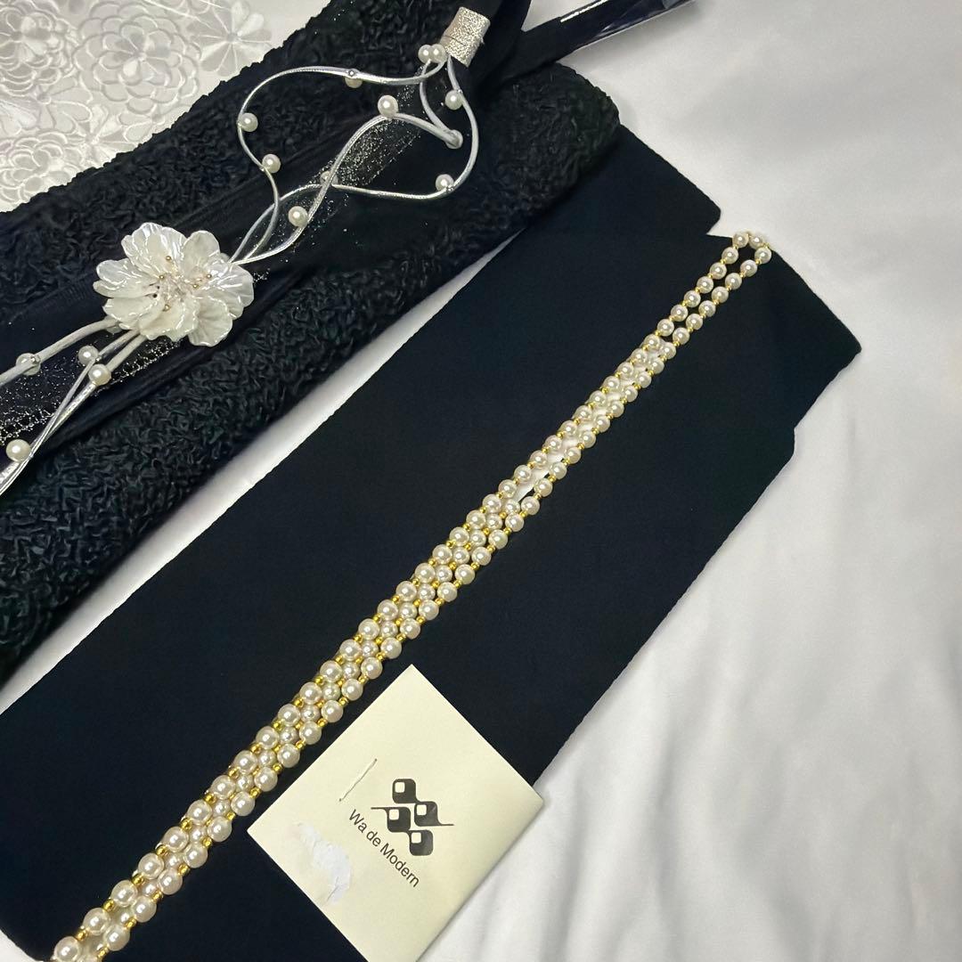 新品　帯締め　帯揚げ　半襟　重ね襟　セット　振袖用　2026年モデル品　黒