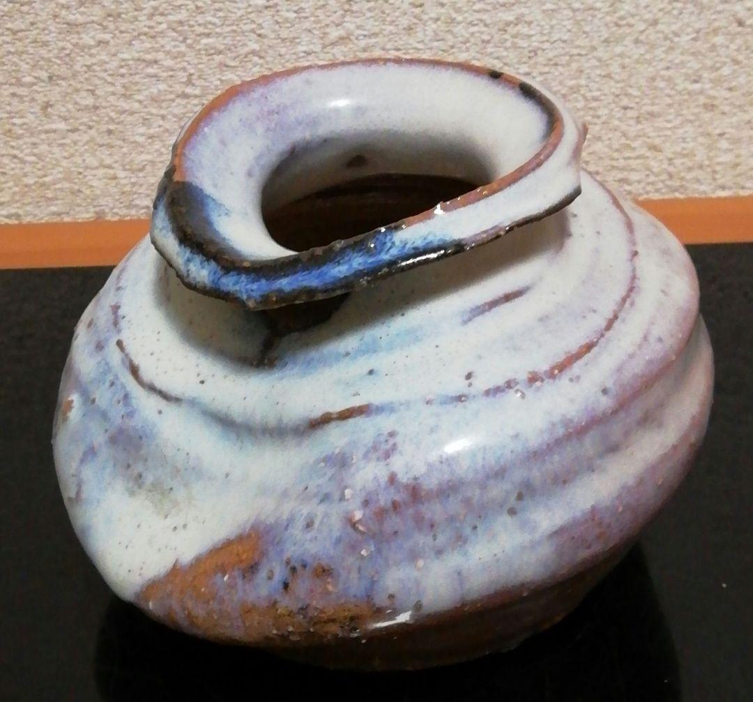 宇田川抱青作　萩焼　花入　共箱　花瓶