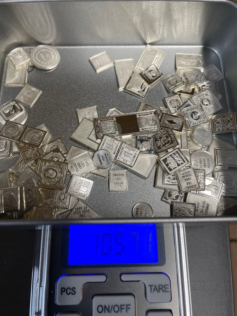 925シルバー　切手メダル　　純金　純銀