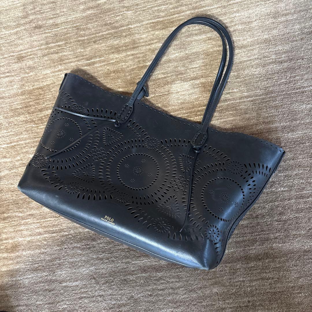 POLO ラルフローレン ブラック レザーバッグ
