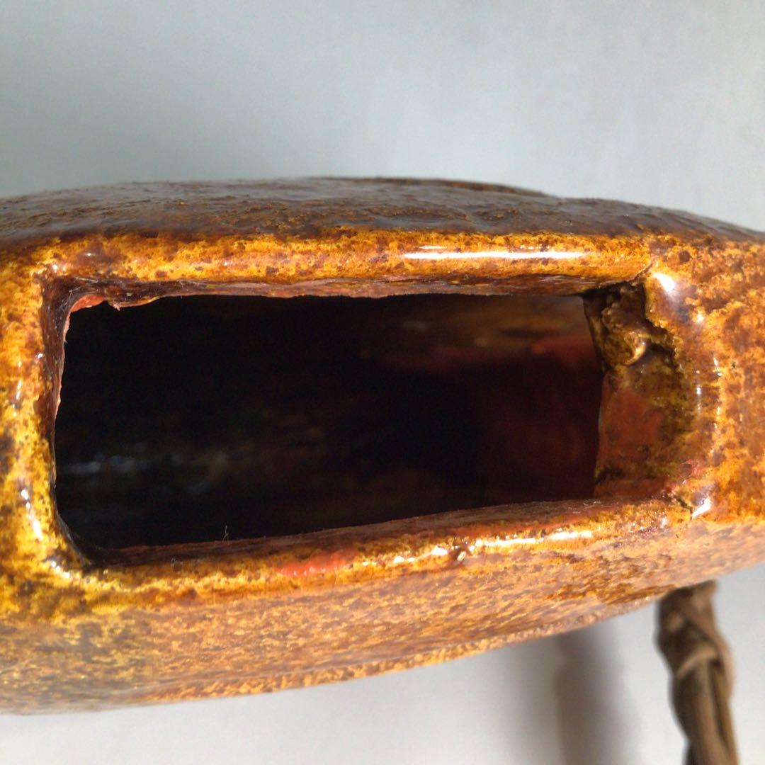 Ｐ２９６　花生　『大樋焼』『長阿弥窯　大樋研仁造』『銅鑼形花入』　共箱　花器