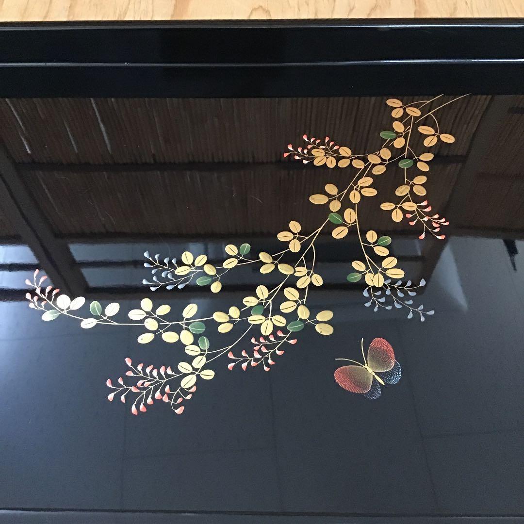 茶道具 美術漆器 お盆 萩と蝶 No422B