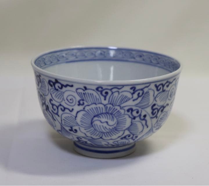 中国　染付　お碗　宣徳年製銘　送料込み1102