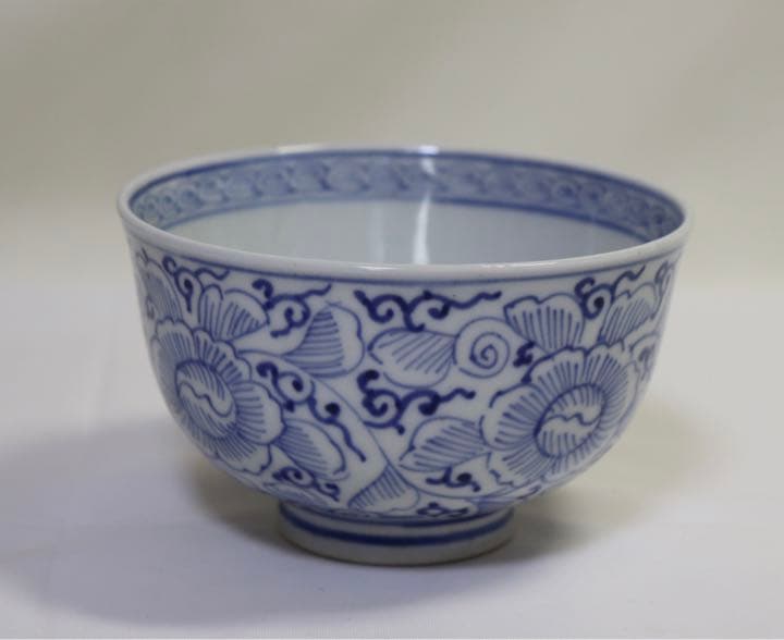 中国　染付　お碗　宣徳年製銘　送料込み1102