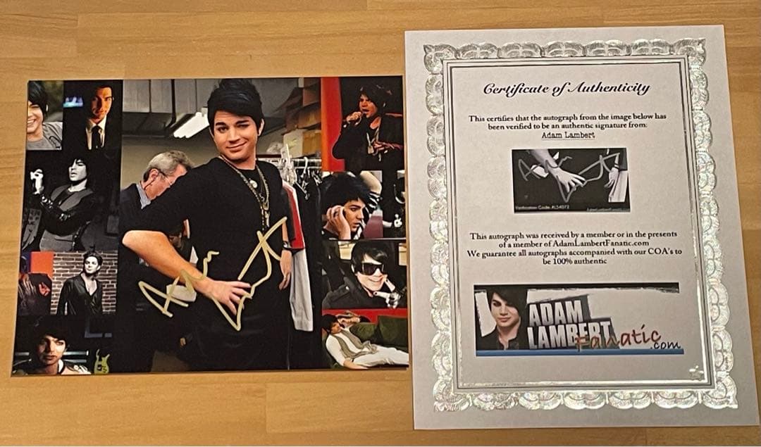 大判 アダム ランバート Queen 直筆サイン入り写真+Certificate