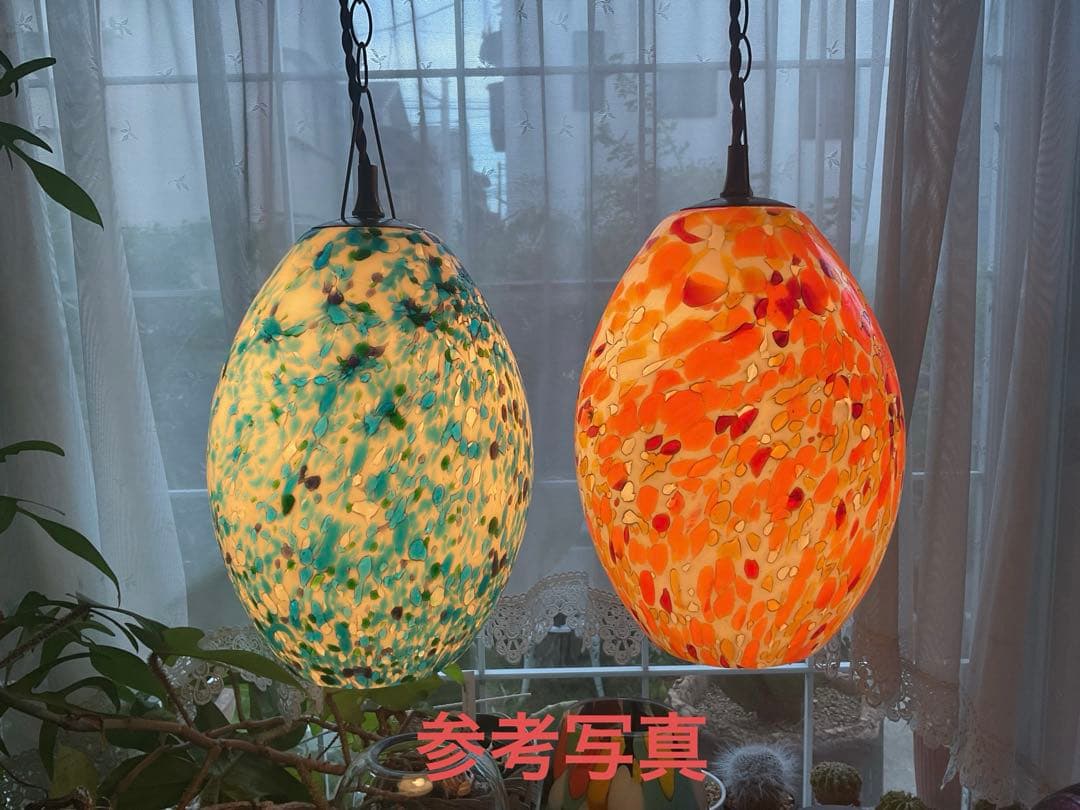 1960年代ヤマギワ・オリジナル「エッグ型ペンダントランプ」スターダストブルー