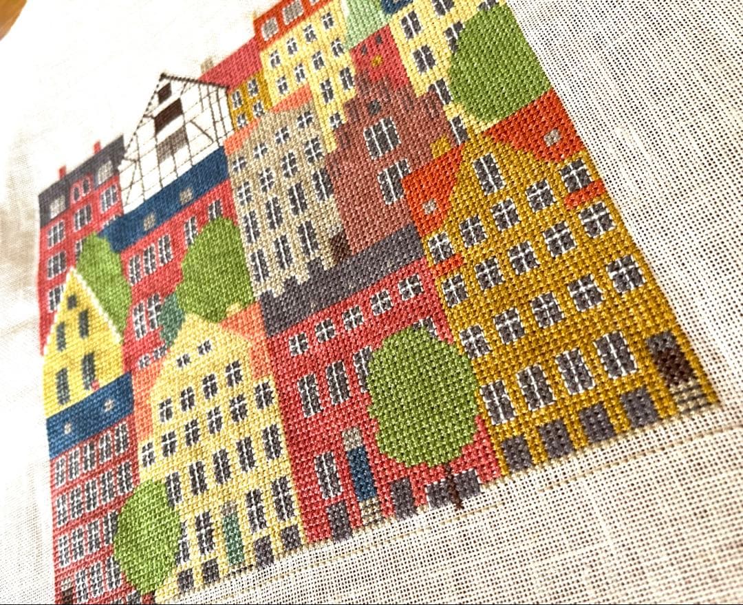 フレメクロスステッチ完成品　街並み
