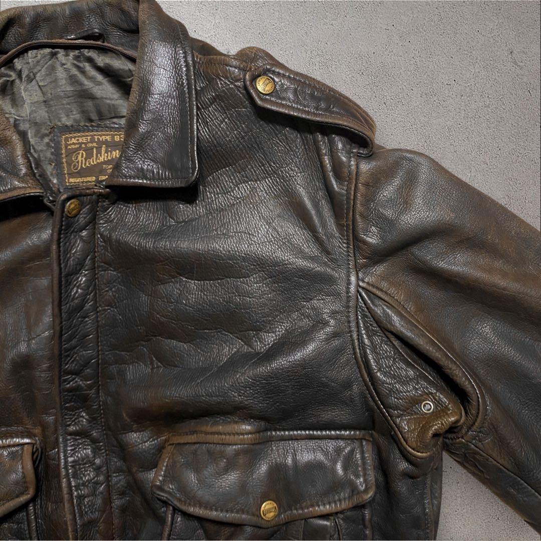 ヒロA2レザージャケットブラウンボンバージャケット短丈フライトヴィンテージ