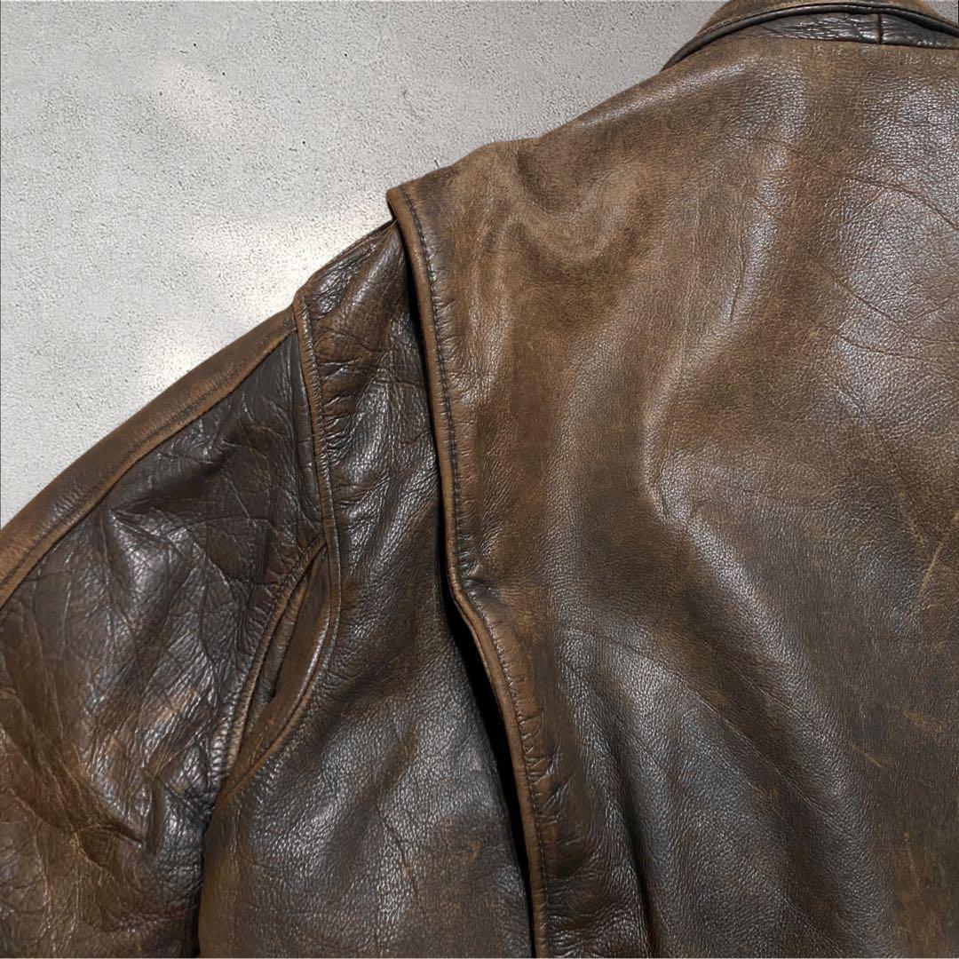 ヒロA2レザージャケットブラウンボンバージャケット短丈フライトヴィンテージ