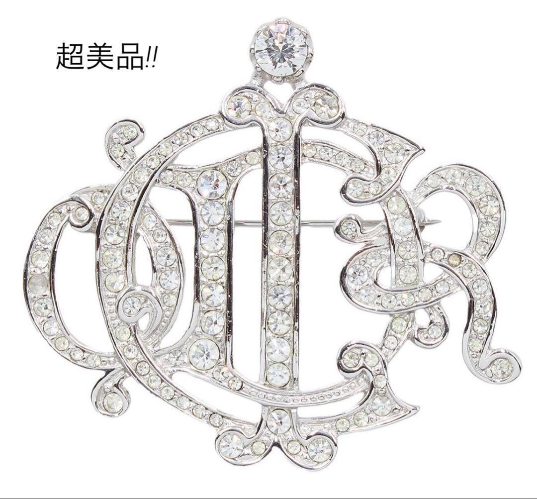 H2982 超美品!! クリスチャンディオール ラインストーン ブローチ