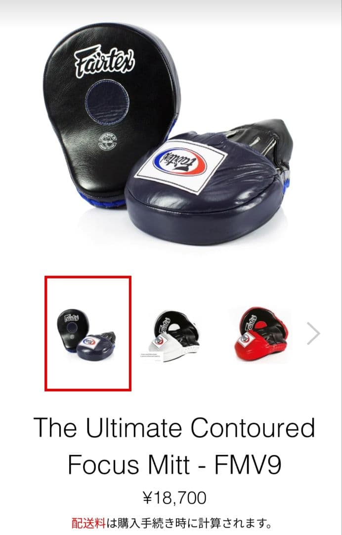 新品　Fairtexパンチングミット(2個1組) FMV9　黒×青