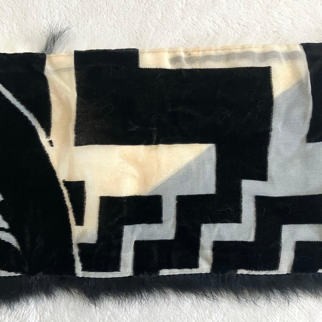 クリスチャンディオール ガリアーノ ラビットファーマフラー ブラック ホワイト