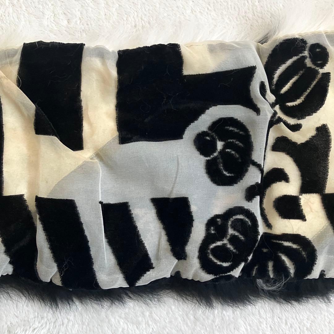 クリスチャンディオール ガリアーノ ラビットファーマフラー ブラック ホワイト