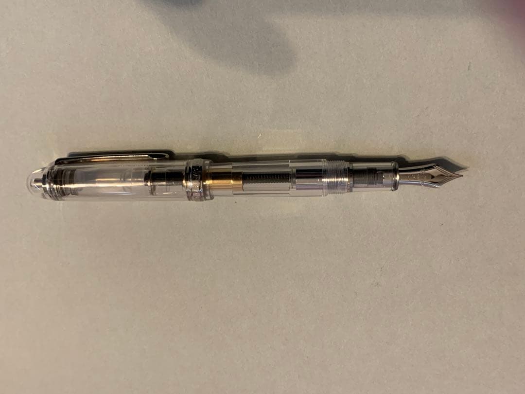 プラチナ３７７６　クリア 万年筆 金メッキペン先