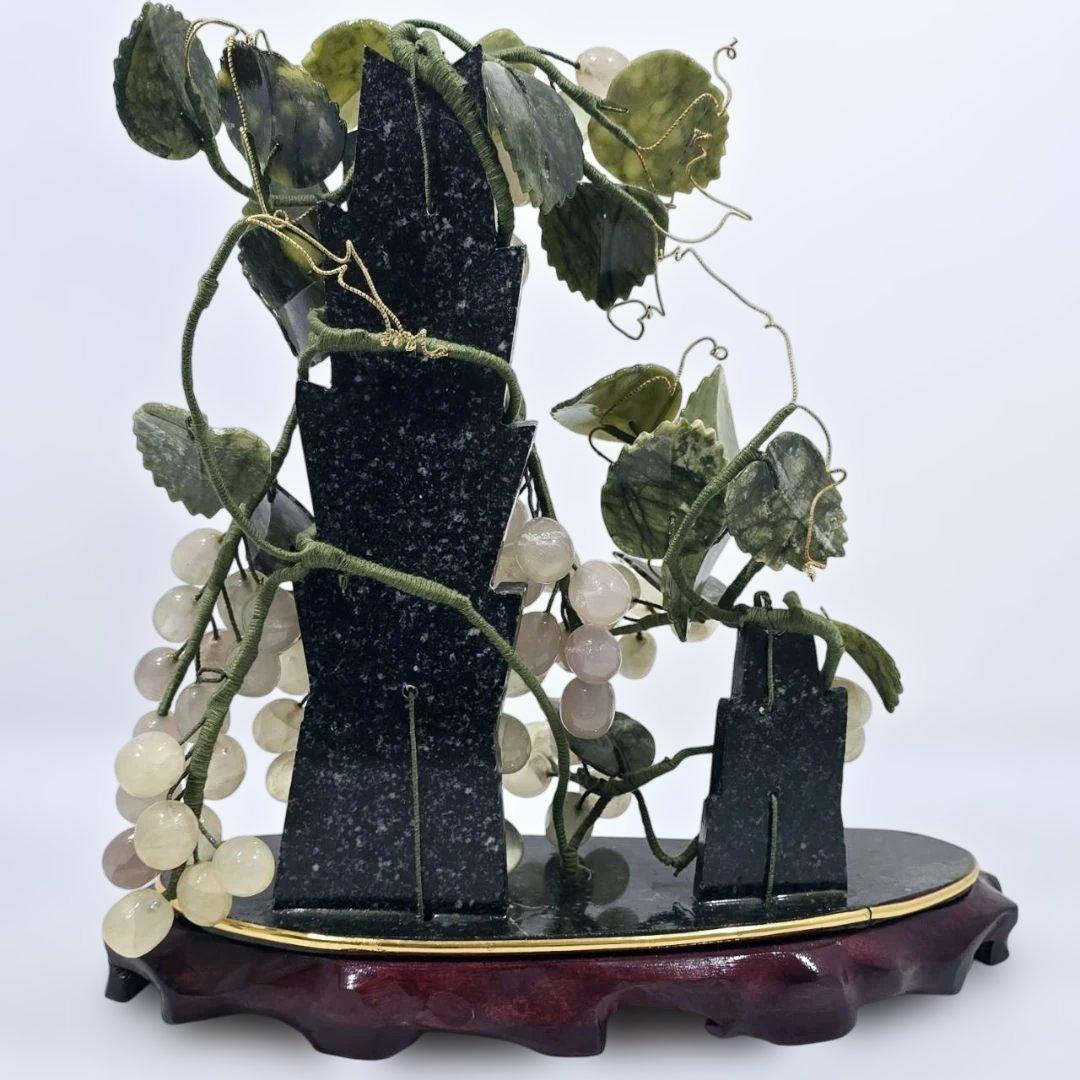 希少品 美術品 工芸品 置物　天然石 玉石 葡萄 年代物 ぶどう 風水 縁起物