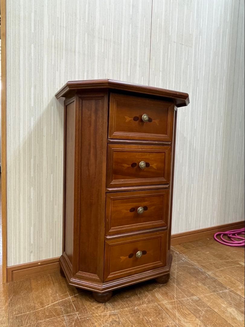 アンティーク家具 木製 イタリア 象嵌 電話台 サイドテーブル チェスト