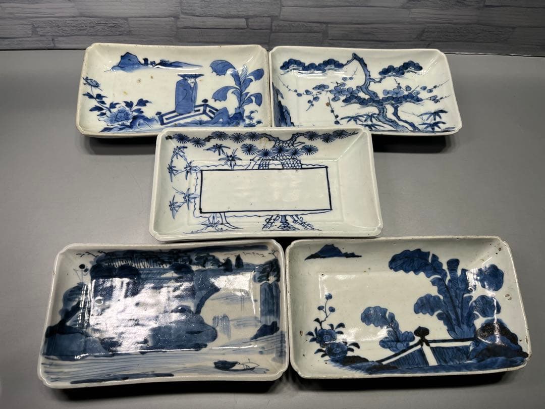 古伊万里　染付　長皿　五枚