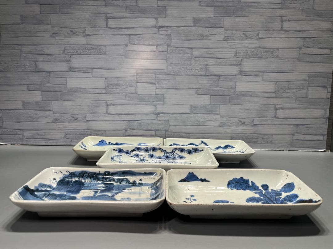 古伊万里　染付　長皿　五枚