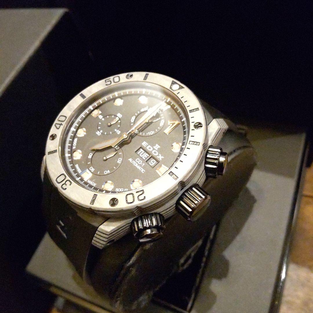 EDOX クロノオフショア1 カーボンベゼル自動巻き腕時計