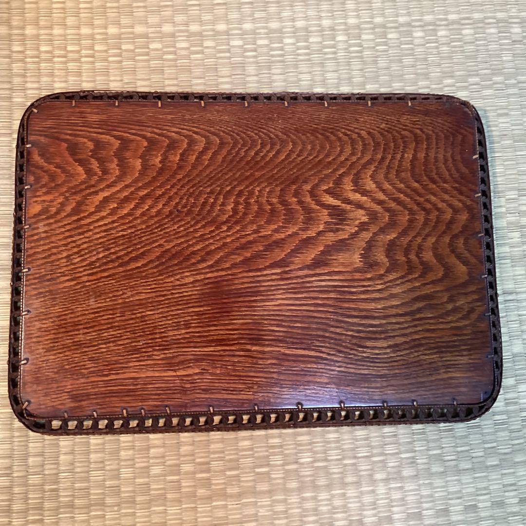 煎茶盆　③ 編み込み縁取り四方盆