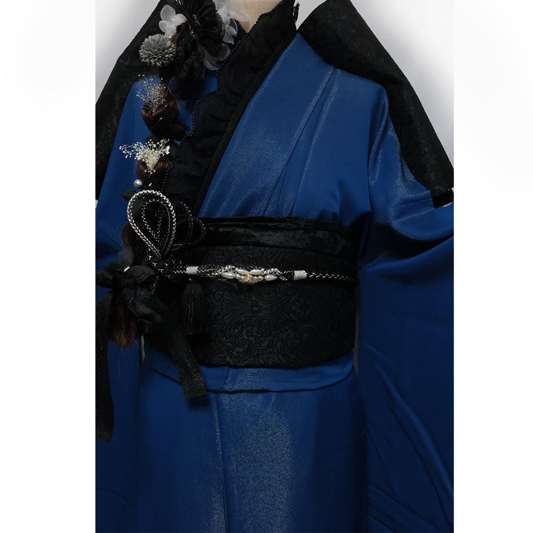 一点のみ！青色◆振袖6点セット160.5cmブルー成人式前撮りフルセットbJ30