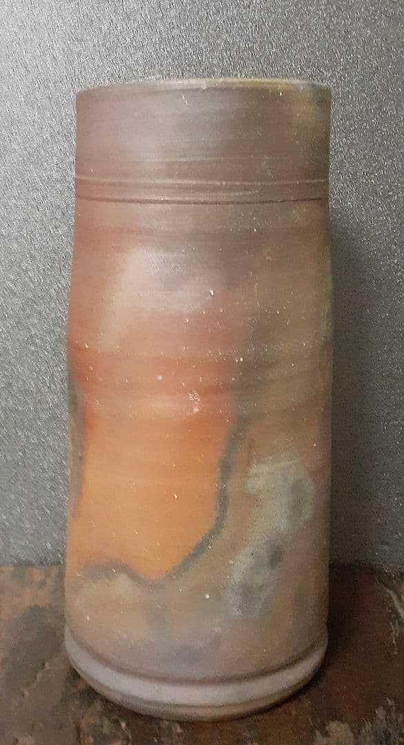 日本工芸会正会員　【藤原和】造　備前花入れ　祖父人間国宝藤原啓　父人間国宝藤原雄