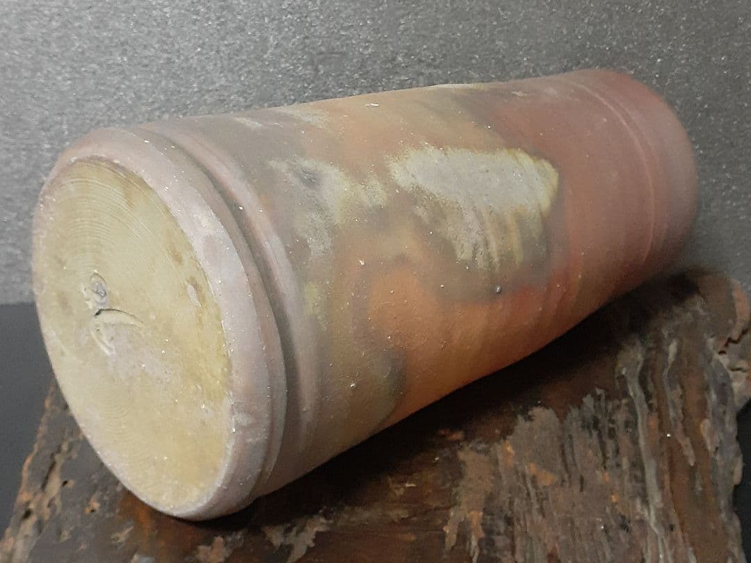 日本工芸会正会員　【藤原和】造　備前花入れ　祖父人間国宝藤原啓　父人間国宝藤原雄