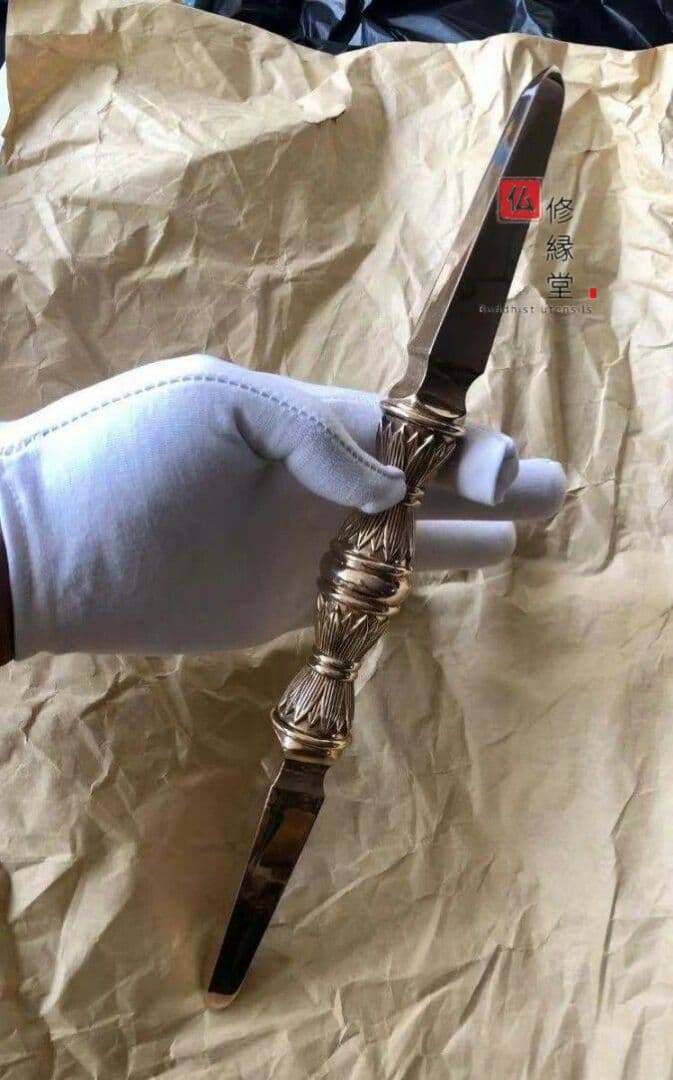 密教法具 真言宗 法器 独鈷杵 金剛杵 真鍮製 32cm