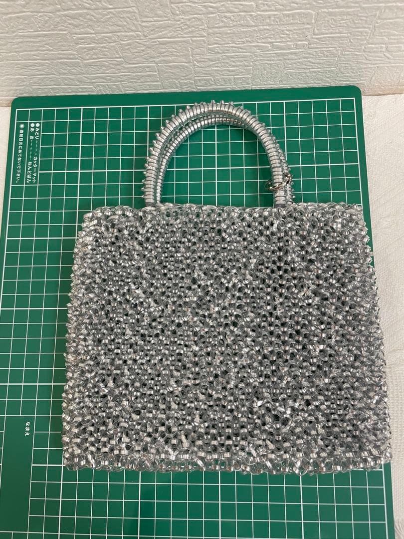 アンテプリマ風 ビーズ ワイヤーバッグ ショルダー 新品未使用 シルバー　②