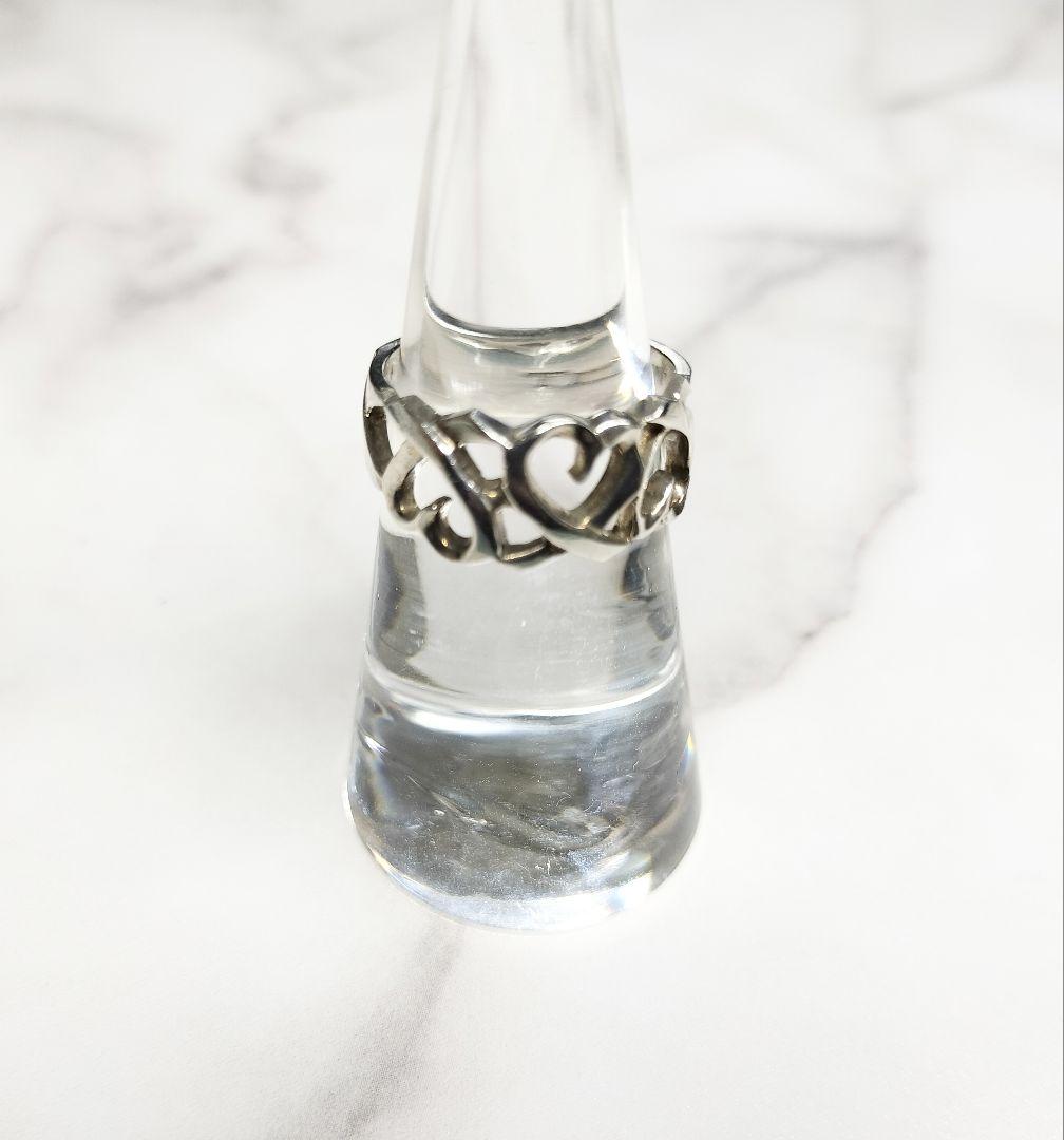 【美品】ティファニー トリプル ラビングハート リング 12号 シルバー 925