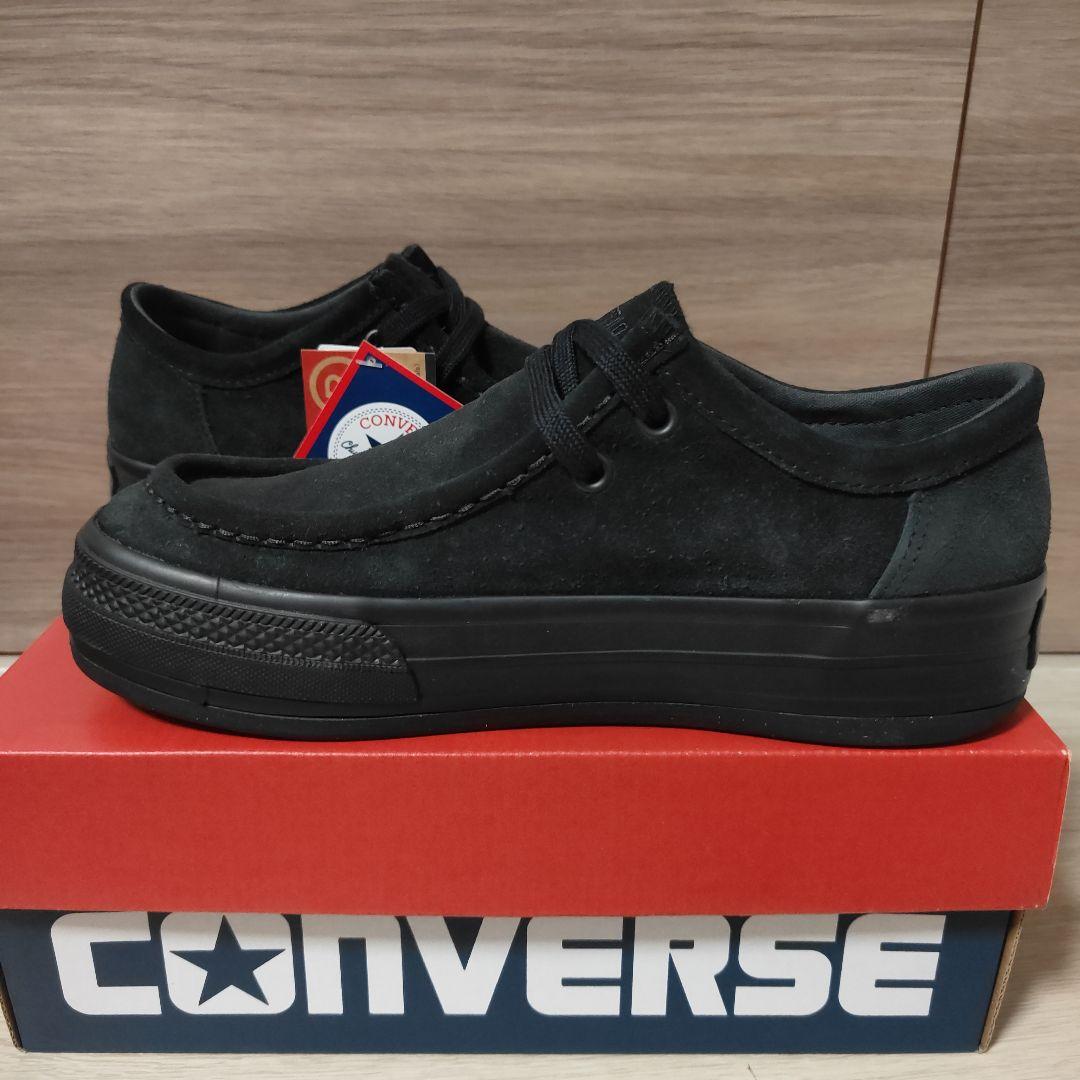 新品未使用28.0cm CONVERSE本革スエード モカシンスニーカー 黒