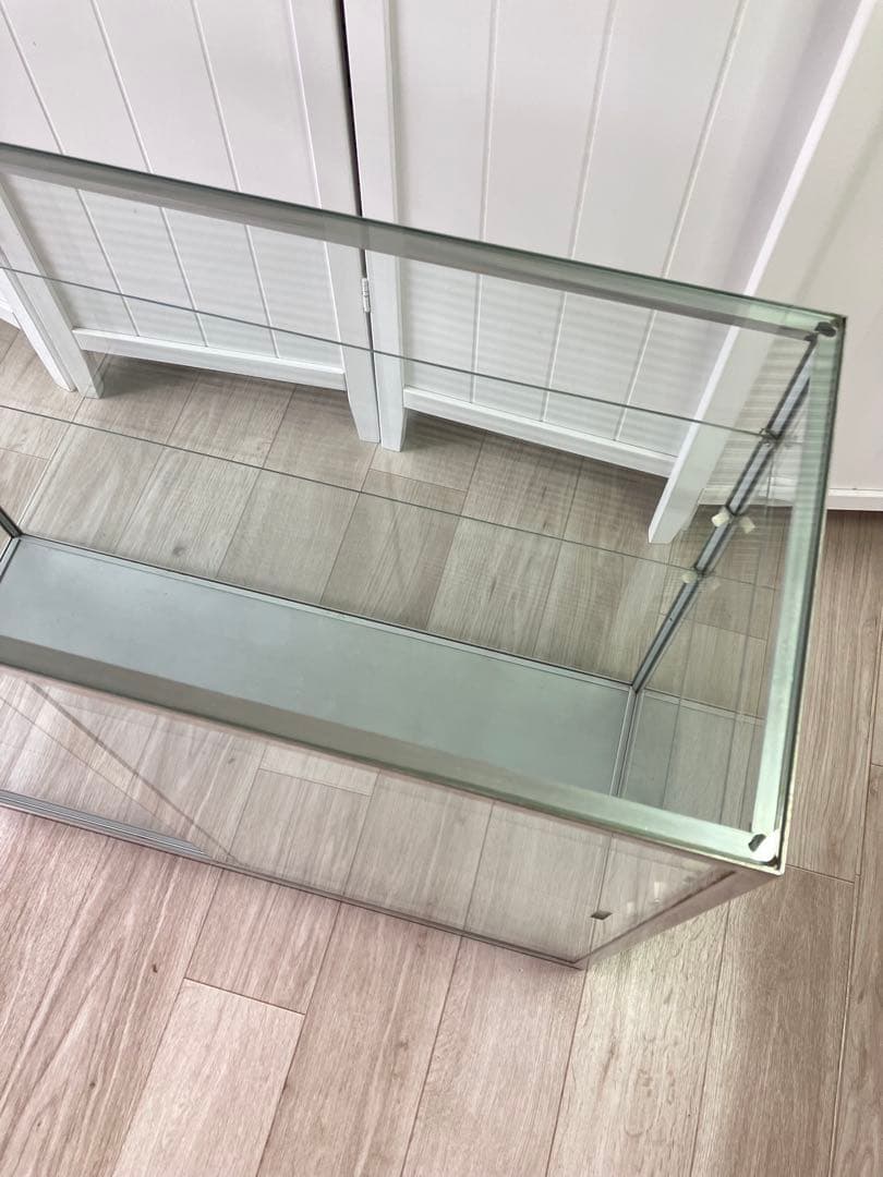 NISSIN アルミ 昭和レトロ ガラスショーケース 2段 ディスプレイ