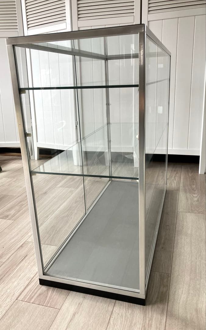 NISSIN アルミ 昭和レトロ ガラスショーケース 2段 ディスプレイ