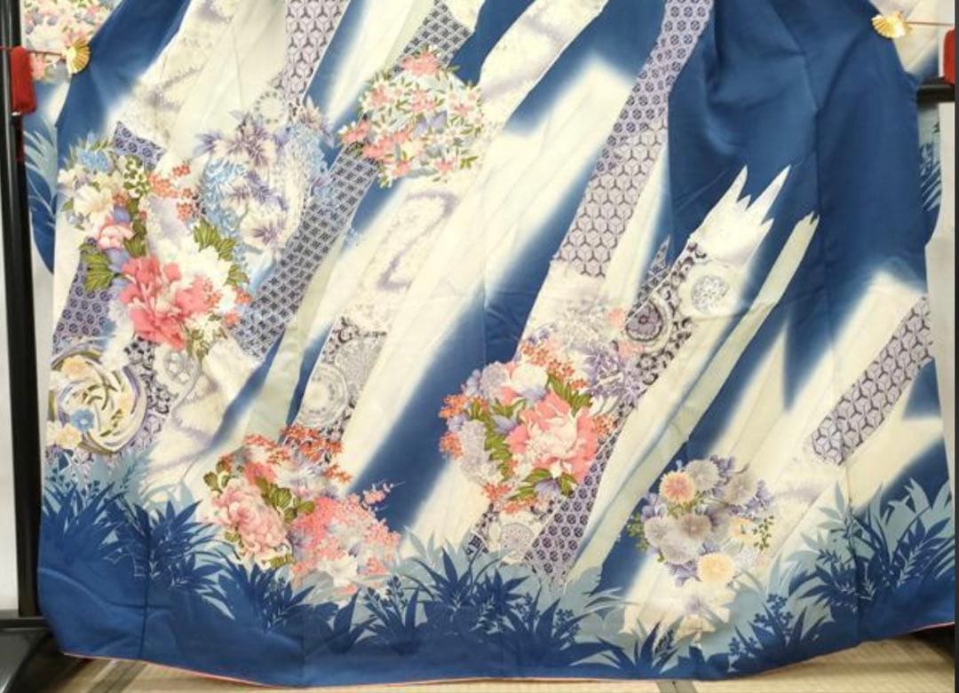 振袖フルセット6点サイズM〜Ｌ花丸文　暈し染め　銀彩　正絹