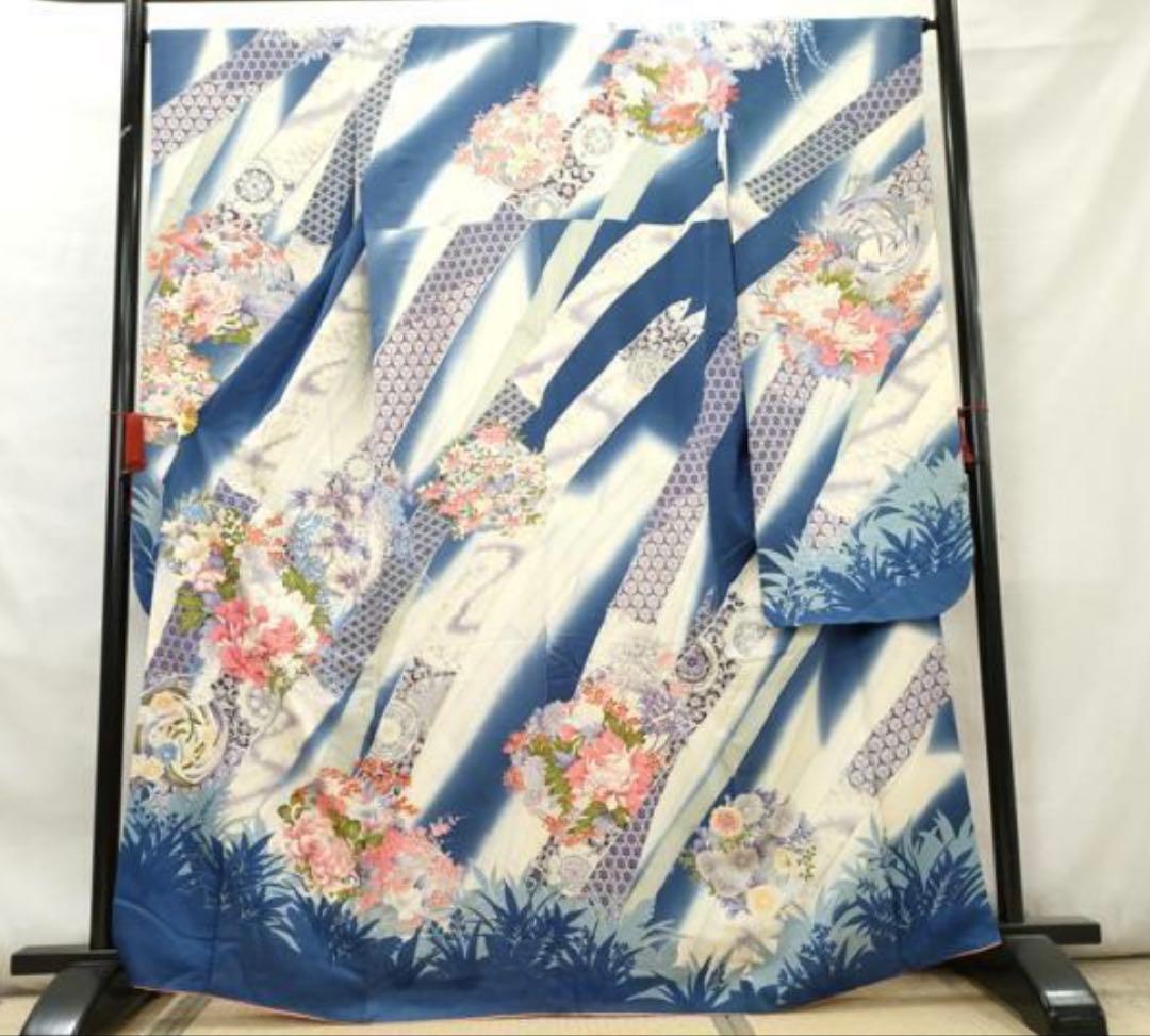 振袖フルセット6点サイズM〜Ｌ花丸文　暈し染め　銀彩　正絹